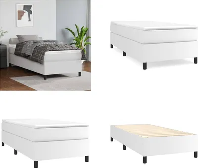 Produktbild von vidaXL Boxspringbett Weiß 100x200 cm Kunstleder - Boxspringbett - Boxspringbetten - Bett - Schlafzimmermöbel