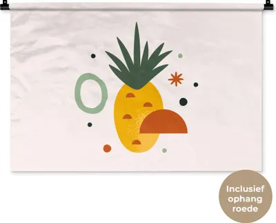 Produktbild von MuchoWow® Wandteppich Wandbehang Ananas - Tropisch - Obst 90x60 cm Tapisserie Dekoration Wandtuch - Wandskulpturen - Bildteppich