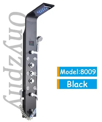 Produktbild von Duschpaneel, LED-Temperaturanzeige, Multifunktionsdesign, Schwarz 8009