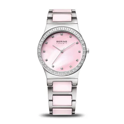 Produktbild von BERING Ceramic Damenuhr silber/pink 32435-999