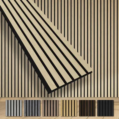 Produktbild von HEXIM Akustikpaneele 280x30cm Wandpaneele Grande Lamellen MDF Holz 0,85m² XXL Echtholzfurnier Wand 21mm Filz