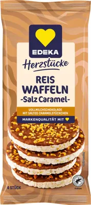 Produktbild von Edeka Reiswaffeln Salz Caramel 4 Stück (70g Packung) + usy Block