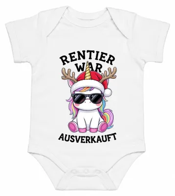 Zdjęcie produktu dla Body dla dziecka "Rentier War Ausverkauft Einhorn Weihnachten Lustig Cool Unicorn Xmas", biały, rozmiar 0/3