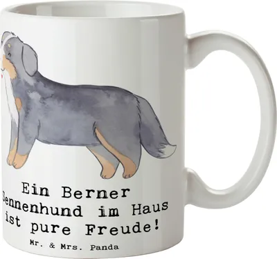 Produktbild von Mr. & Mrs. Panda Tasse Berner Sennenhund Freude - Weiß - Geschenk, Hunderassen Pflege, treuer Begleiter, Kaffeebecher, Hundeliebhaber, Becher, Hundetraining, Vielfalt