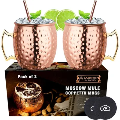 Obrázok produktu pre Súprava medených hrnčekov Moscow Mule 19,5 Oz Darček na koktailovú párty