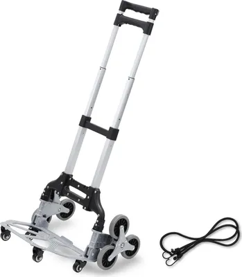 Image de Bettizia Diable pour escaliers avec système de 3+3 roues, réglable en hauteur, aluminium léger, capacité de charge 70 kg