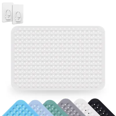 Immagine prodotto di Tappetino antiscivolo per doccia, 60 x 90 cm, in PVC, con ventose, lavabile in lavatrice, colore bianco
