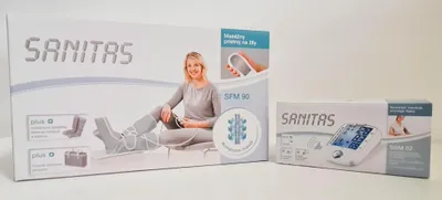 Produktbild von Sanitas Venen-Massagegerät SFM 90 + Oberarm-Blutdruckmessgerät SBM52