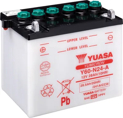 Produktbild von Batterie YUASA Y60-N24-A (DC) ohne Säure 12V/28AH (10 Std.) [184x124x175] CCA=241A Säurefüllmenge 1700 ml