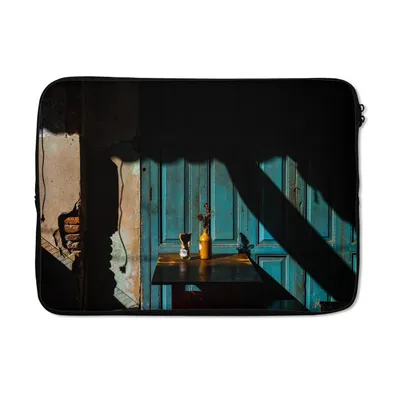 Produktbild von MuchoWow® Laptop Hülle 14 ZollTür - Blau - Architektur - Vase Laptoptasche - Laptoptasche - Stoßsicher - Schutzhaube