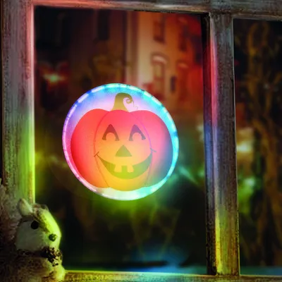 Produktbild von Halloween-LED-Dekoration – RGB-LED – Kürbis – selbstklebend – 12 x 4 cm