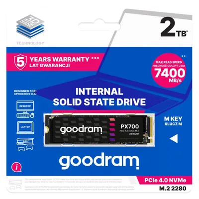 Immagine prodotto di GOODRAM SSD PX700 2TB, PCIe Gen4x4, M.2 2280,(R:740/W:6500MB/s)