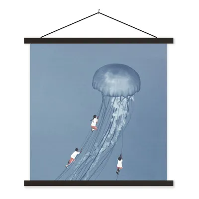 Produktbild von MuchoWow® Textilposter Kinder - Quallen - Meerestiere - Vintage 40x40 cm mit schwarzem Rahmen - Fotos