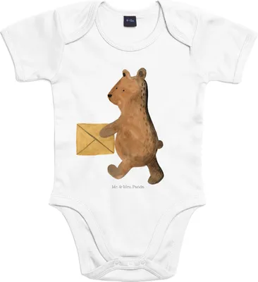 Produktbild von Mr. & Mrs. Panda Strampler Baby Bär Zuhause 12. - 18. Monat - Heather Grey - Geschenk, overall, Kurzarmbody, Teddy, babykleidung body, Babybody