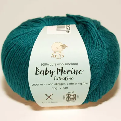 Immagine prodotto di Baby Merino Extrafine Art'is Yarn 100% Pura Lana | Mulesing-free & Superwash (50g / 200m) (31 petrolio)