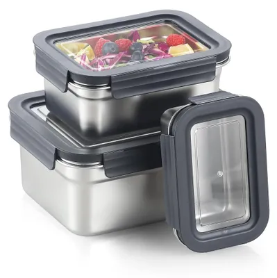 Immagine prodotto di Solidchoice - Contenitori per alimenti in acciaio inossidabile con coperchio, set da 2