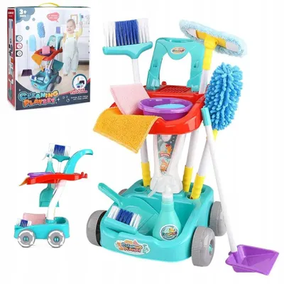 Produktbild von Spielzeug Reinigungsset mit Teleskop-Besen, Mopp & Wagen