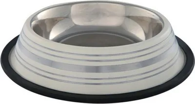 Produktbild von Trixie Edelstahlnapf, gerillt, 0,9 l, 25 cm, creme