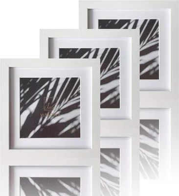Immagine prodotto di Set di 3 cornici in MDF con cornice in legno bianco, 20x20 cm