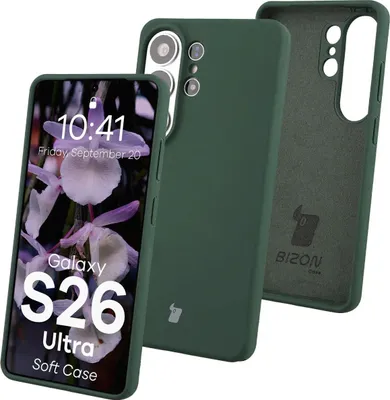 Produktbild von Silikon Handyhülle für Galaxy S26 Ultra, Bizon Soft Case, Dunkelgrün