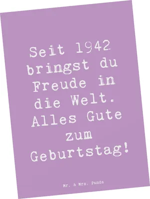 Produktbild von Mr. & Mrs. Panda Postkarte Spruch 1942 Geburtstag Freude - Lavendeltraum - Geschenk, Postkarten, Jubeltag, Glückwunsch, Happy Birthday, Ansichtskarte, Alter, Grußkarte