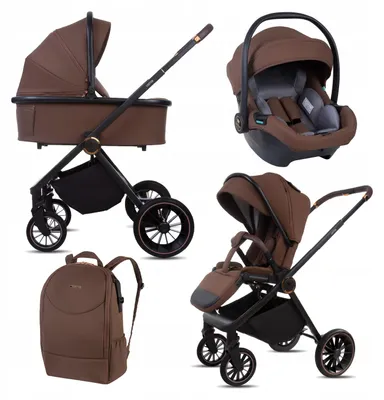Zdjęcie produktu dla BabyLux® Wózek Dziecięcy 3w1 CASTOR Spacerówka Gondola Lekki Składany Zestaw, Fotelik Samochodowy I-Size, 4 Pozycje Oparcia, Torba, Akcesoria