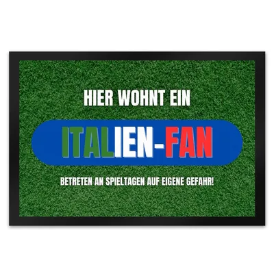 Produktbild von Hier wohnt ein Italien-Fan Fußmatte XL in 40x60 cm mit Spruch Betreten auf