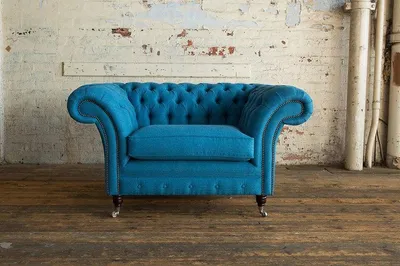 Obrázek produktu pro Chesterfield Design Sofa Křeslo Pohovka Čalounění Textilní pohovky Křesla s ušima