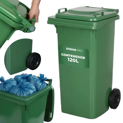 Imagen del producto de Contenedor de residuos con ruedas ICS GB2, 120 l, verde