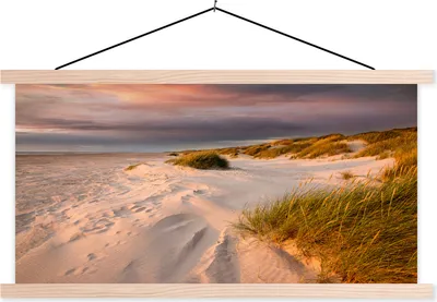 Produktbild von MuchoWow® Textilposter Strand - Sonne - Düne 60x30 cm mit holzfarbenen Rahmen - Dekoration