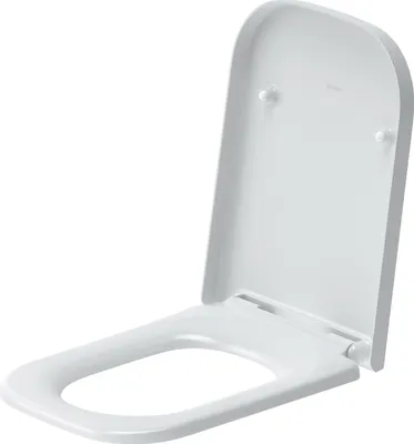 Immagine prodotto di Siège de WC Duravit Happy D.2 sans charnières SoftClose en acier inoxydable, version étendue pour WC sans rebord de chasse, 0064610000, 0064610000