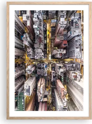 Produktbild von Gerahmtes Poster - Rahmen in heller Eiche - Metropole Luftaufnahmen Straße - 50x70 cm - Wand Bild - Wanddeko - Wandbilder - Kunstposter - Wandposter - Bilderrahmen - Bilder - P2NPA50x70-4507