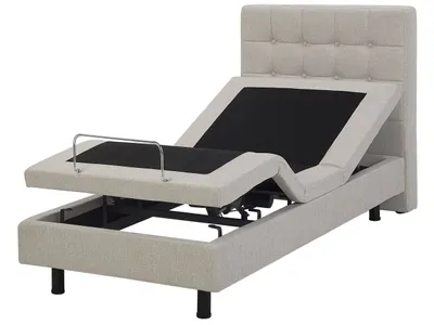 Produktbild von BELIANI Plattform Bett Beige 90 x 200 cm Elektrisch Praktisch Fernbedienung Verstellbar Bequeme Sitzstellung Modern