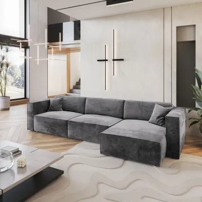 Produktbild von Masseno Ecksofa TOLMO M mit Schlaffunktion L-Form, Sofa mit Bettkasten, Wohnzimmersofa, Couch, Soffa, Bettsofa, Couchgarnitur- Grau, MONOLITH 85