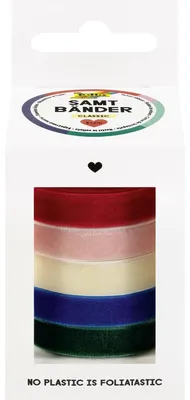 Produktbild von folia Samtbänder-Set CLASSIC farbig sortiert 5 Bänder á 2 Meter