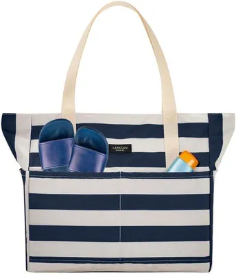 Produktbild von Große Strandtas in Blau für Strand, Schwimmbad, Schwimmen - XXL-Tote-Bag mit Reißverschluss - Leichtgewicht