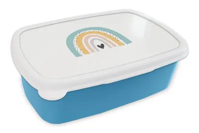Obrázok produktu pre MuchoWow® Obedník Brotzeit Box na obed 11x17x6cm Dúha - Dievčatá - Chlapci - Srdce - Pastelové Detský obedový box