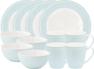 Produktbild von Greengate Alice Frühstücksset pale blue 12tlg
