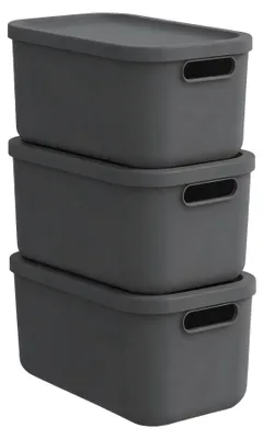 Produktbild von Rotho Aufbewahrungsbox 3er-Set 12 l Albula Light – Kunststoffbox 23,5 × 35,5 × 17,7 cm – Box mit Deckel – Stapelbox sicher verschließbar – Plastikbox