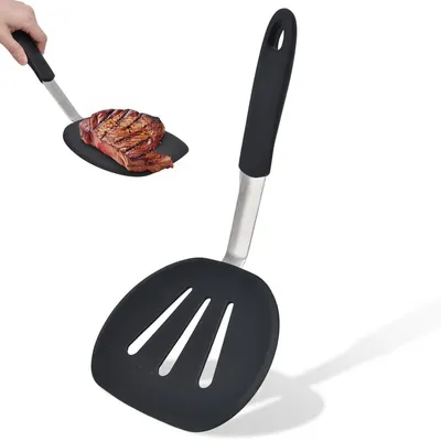 Image de Spatule en silicone, 31,2 cm, résistante à la chaleur, lavable au lave-vaisselle, idéale pour les crêpes, les œufs et le poisson