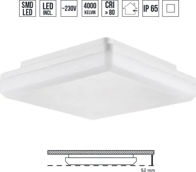 Produktbild von LED Deckenleuchte TVER LED/20W,4000K,IP65, weiss L: 200, B: 52, H: 200