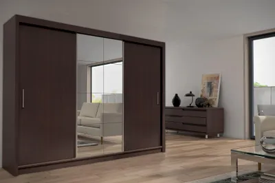 Obrázok produktu pre Zrkadlová šatníková skriňa Spálňa Plávajúce dvere 250 cm Šatníkové skrine Posuvné dvere