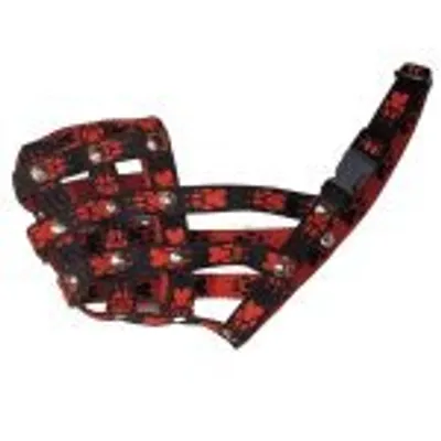 Produktbild von Palkar Nylon-Maulkorb für Hunde in Größe. 5 33 cm x 11,5 cm schwarz-rot