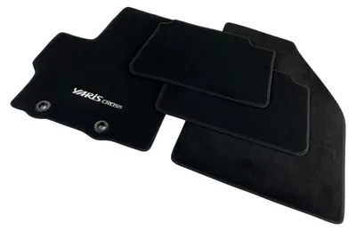 Image de Tapis de sol pour Toyota Yaris Cross, couleur noire, en velours, avec logo