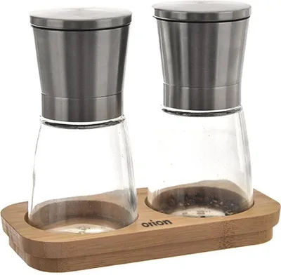 Image de ORION Moulin à café en verre/acier inoxydable + plateau en bambou Orion 130228