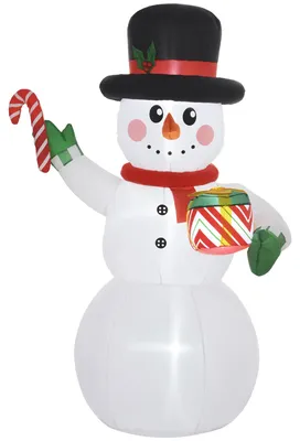Produktbild von HOMCOM Weihnachtsdeko 1,8 m Schneemann mit LED-Beleuchtung, Gartendeko