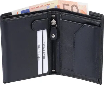 Produktbild von Lederbrieftasche schwarz Geldbörse Echt Leder 10 Kartenfächer