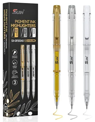 Immagine prodotto di Set di 3 pennarelli metallici: oro, argento, bianco, punta da 1,0 mm