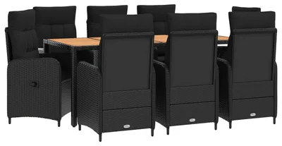Produktbild von vidaXL Outdoortisch-Set 9 stk. Schwarz