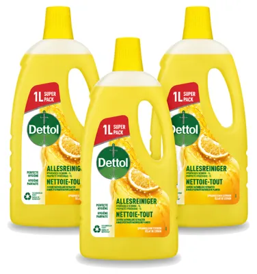 Produktbild von 3 x Dettol Allesreiniger Citroen - 1 Liter - Vorteilspackung - 3 Stücke